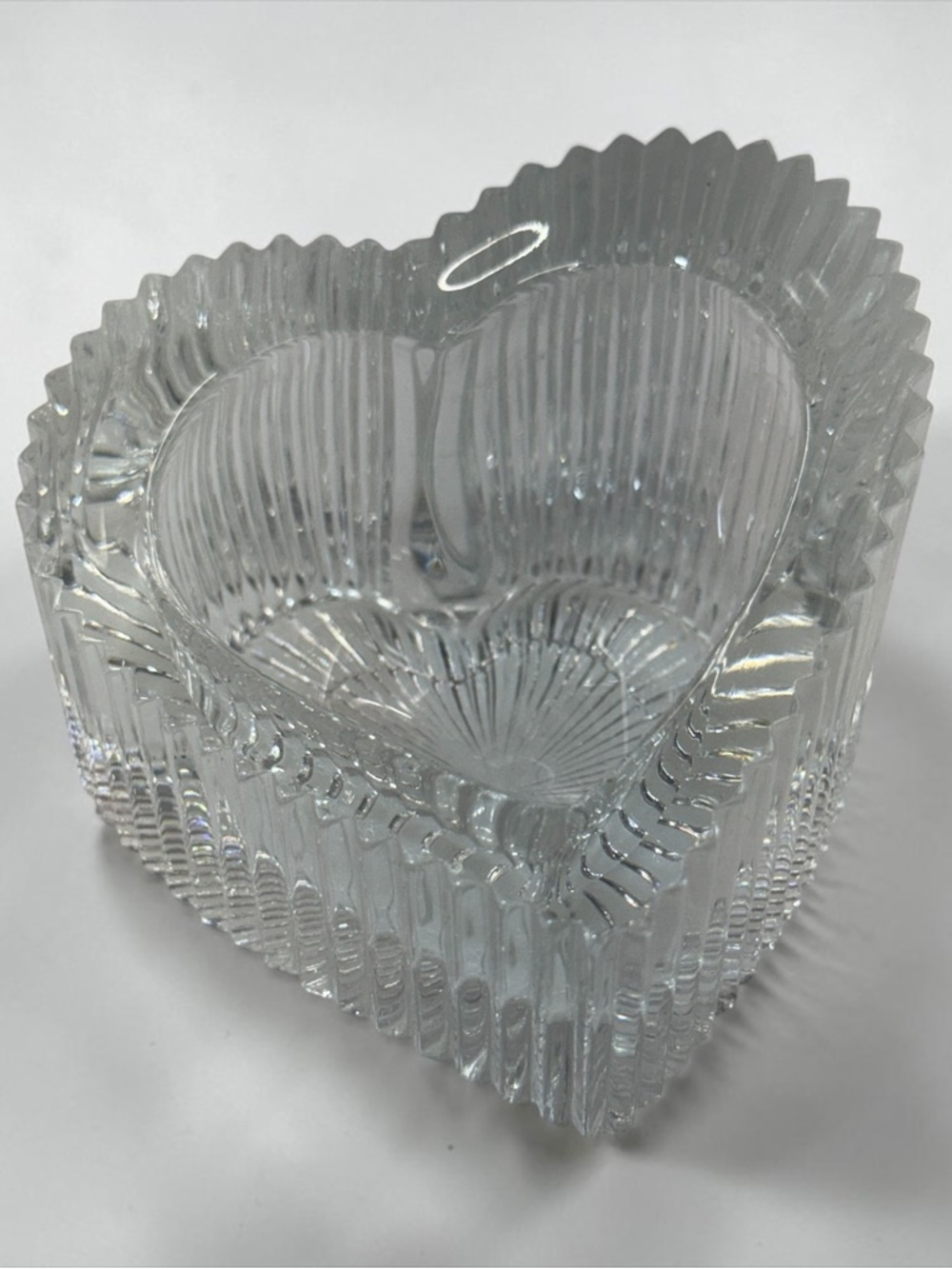 Genuine 24% Lead Crystal Heart Shaped Candle Holder Trinket Dish